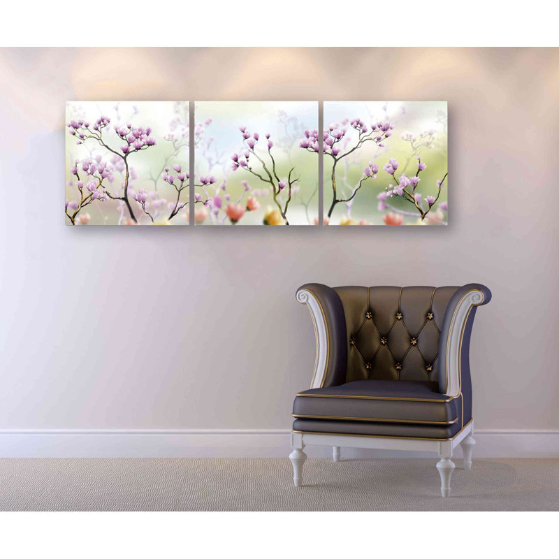 3 pièces d'art mural en acrylique "Blossom Daydream", 60 "x 20"