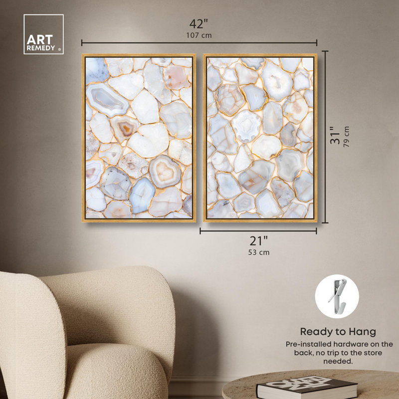 Impression sur toile Luxe Harmony , H 31 po x l 21 po, Impression dans un cadre flottant sans passe-parto, Doré