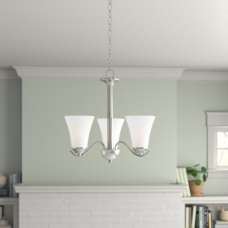 Lustre classique unique à 3 lumières Lavalley, Nickel satiné