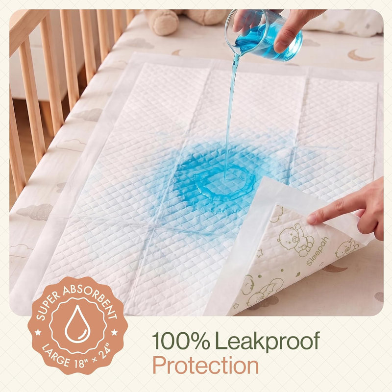 Coussin de matelas à langer jetable ultra doux en coton biologique grand paquet de 50 | 18 x 24 po Linge de table à langer imperméable et hypoallergénique super absorbant sans plomb ni phtalate / BPA