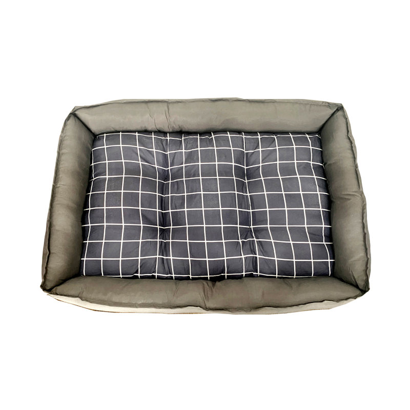Lit pour chien à carreaux gris M, H 4 pi x l 27,5 po x P 19,75 po