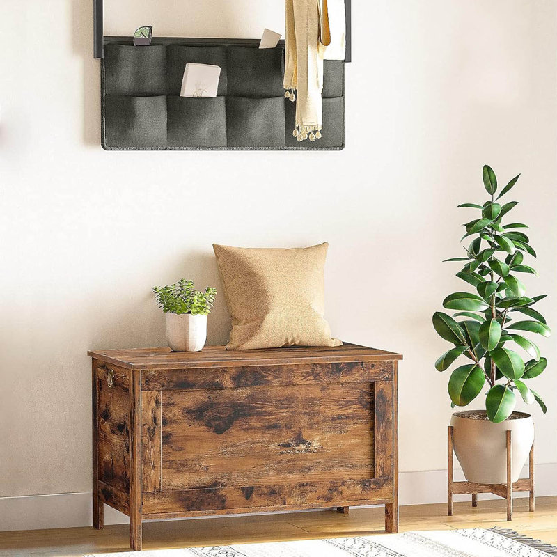Wood Storage Bench, Rustic Brown