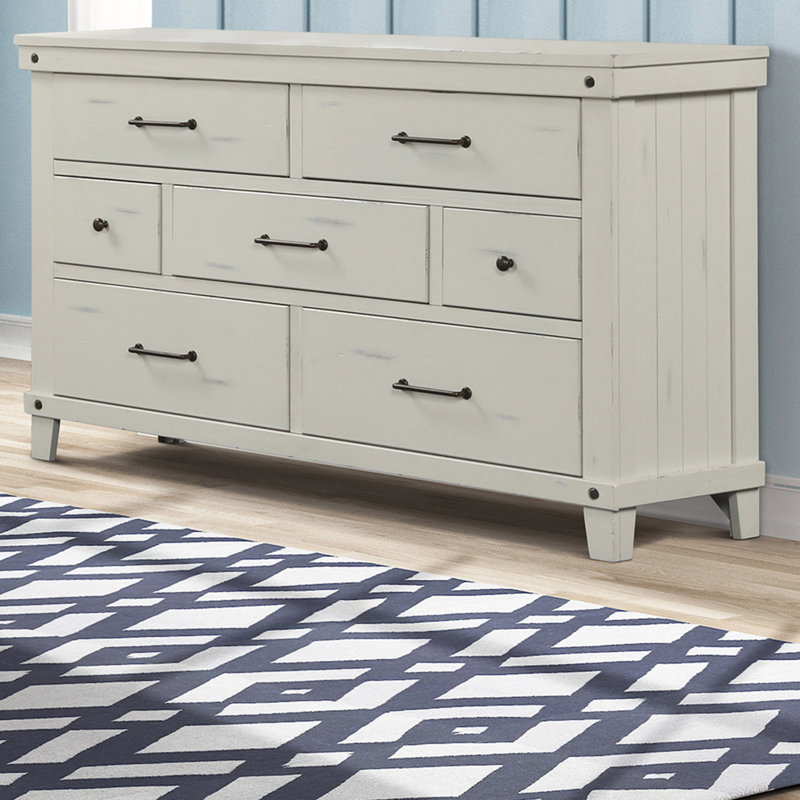 Commode 7 tiroirs, commode moderne élégante avec poignée en métal