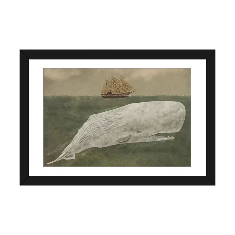 Loin de Nantucket - impression sur toile, H 16 po x l 24 po x P 1 po, Papier d'art encadré noir, Blanc