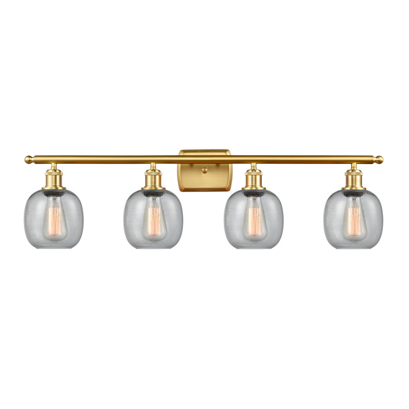 Éclairage de salle de bain à intensité variable 4 lumières Carlucci, Grainé, Ampoule DEL 6 watts Vinage, Or satiné