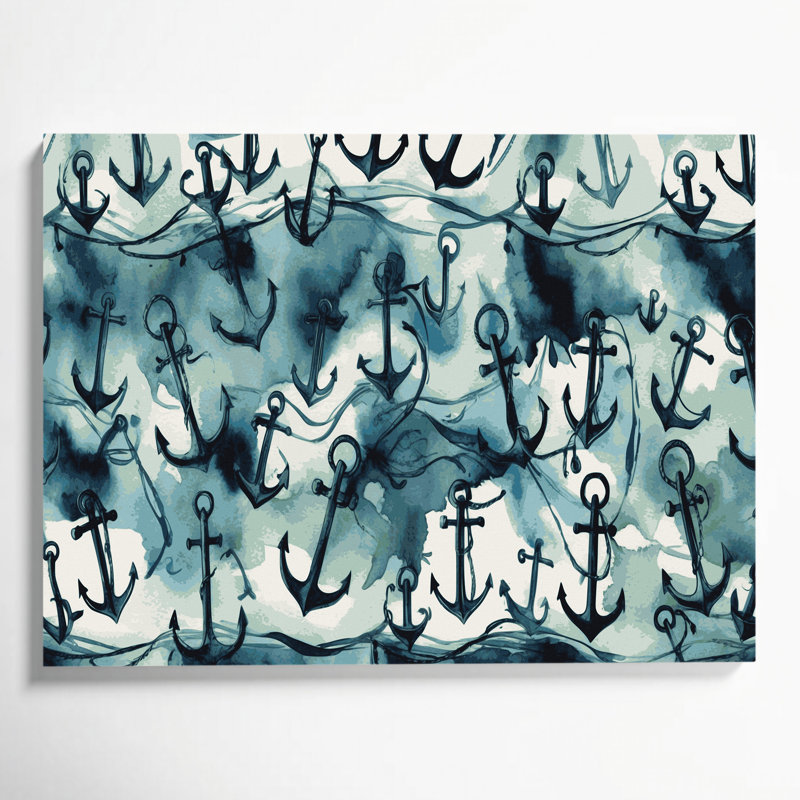 Art nautique sur toile vert, H 11 po x l 14 po