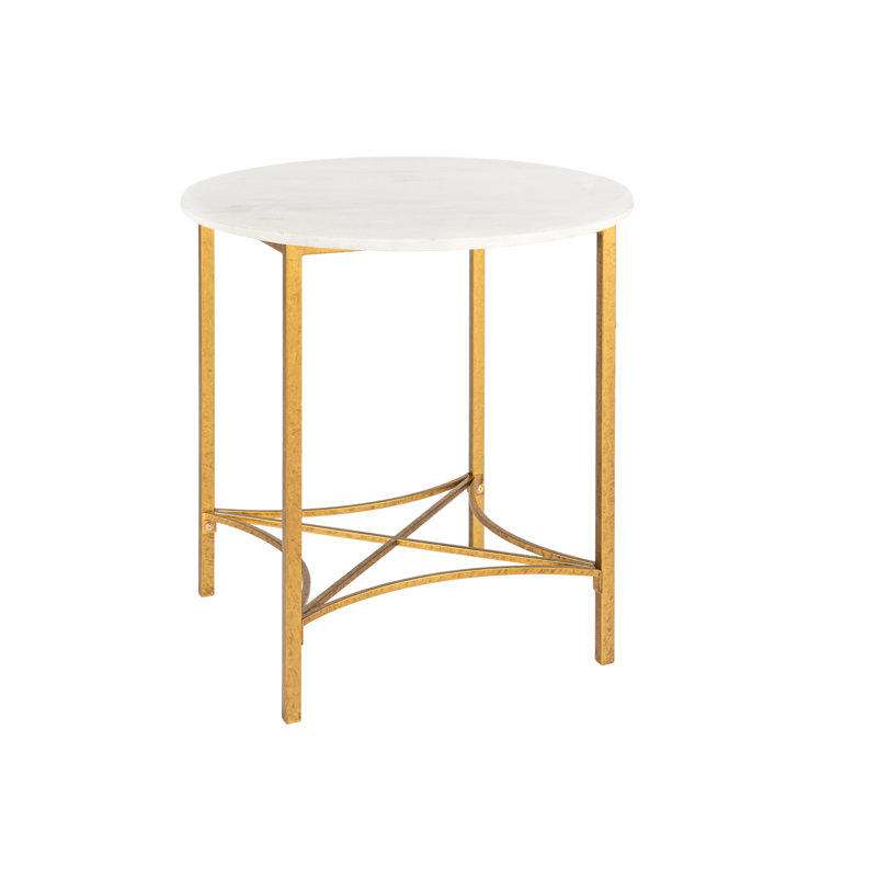 Bella End Table, Carrera Marble, Royal Gold, 31" H x 33" W x 33" D