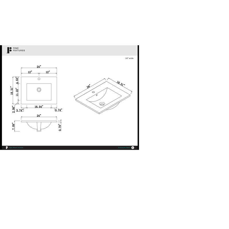 Plateau de salle de bain simple blanc avec lavabo 24 po meuble-lavabo Frameport