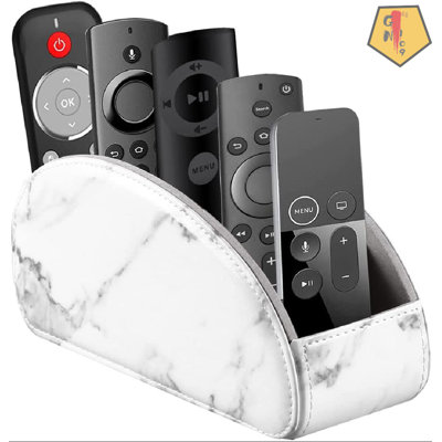 TV Remote Control Holder With 5 Compartments,Pu Leather Remote Caddy/Box/Tray Nightstand Desktop Storage Organizer Store DVD,Blu-Ray,Media Player,Heat -  GN109, 29639U05T7D63HLE1Y