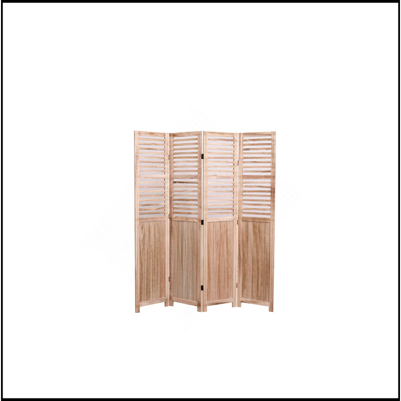 55.2'' W X 65'' H 4 - Panel Solid Wood Folding Room Divider, Natural
