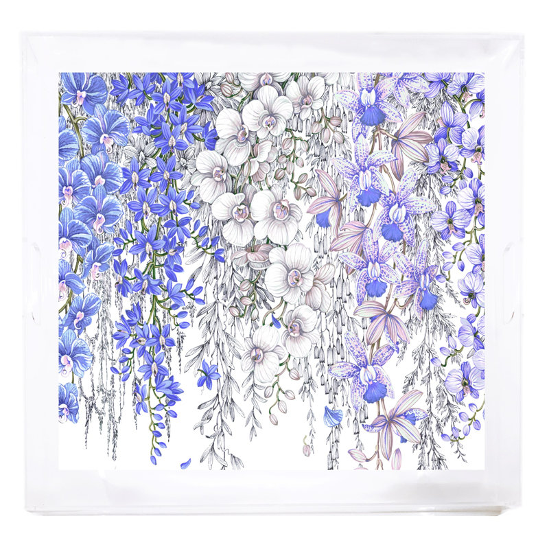 Orchid Garden Acrylic Square Decorative Tray, Wisteria/Lilac