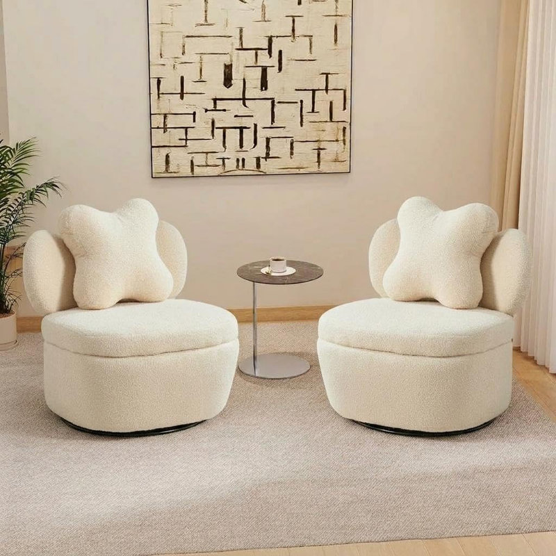 Upholstered Swivel Accent Chair, Beige