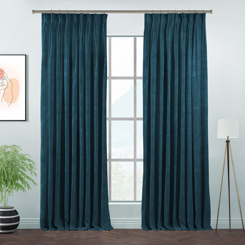 Room Darkening Single Curtain Panel, 245 W x 265 D cm, Velvet Blue