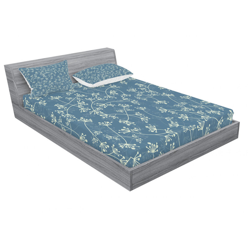 Microfiber Floral Sheet Set, Full/Double Sheet Set with Fitted Sheet
