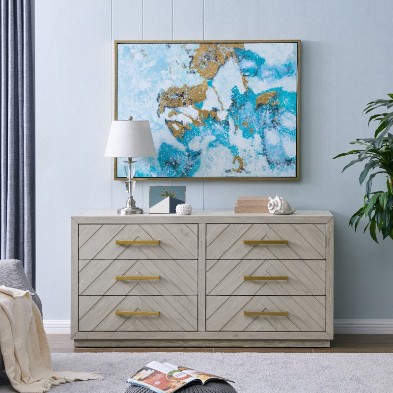 Corry Solid Wood 160cm W 6 - Drawer Chest of Drawers