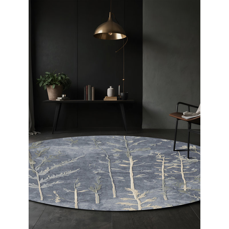 Tapis gris lavable à la machine, Rond 8 pi