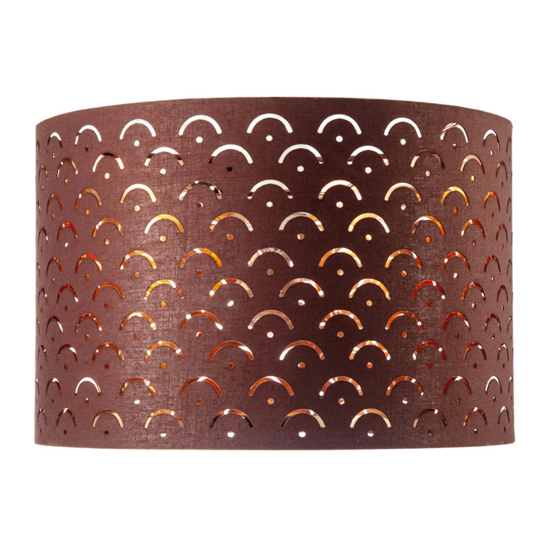 Chocolate Brown Cotton Fabric Lamp Shade With Geometric Arch Pattern By 