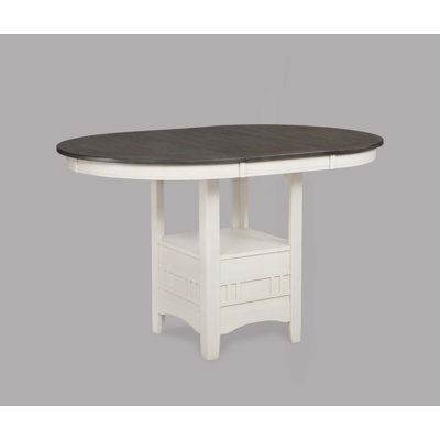 1Pc Casual Counter Height Kitchen Extendable Leaf Storage Table Pedestal Base Design Wooden Dining Room