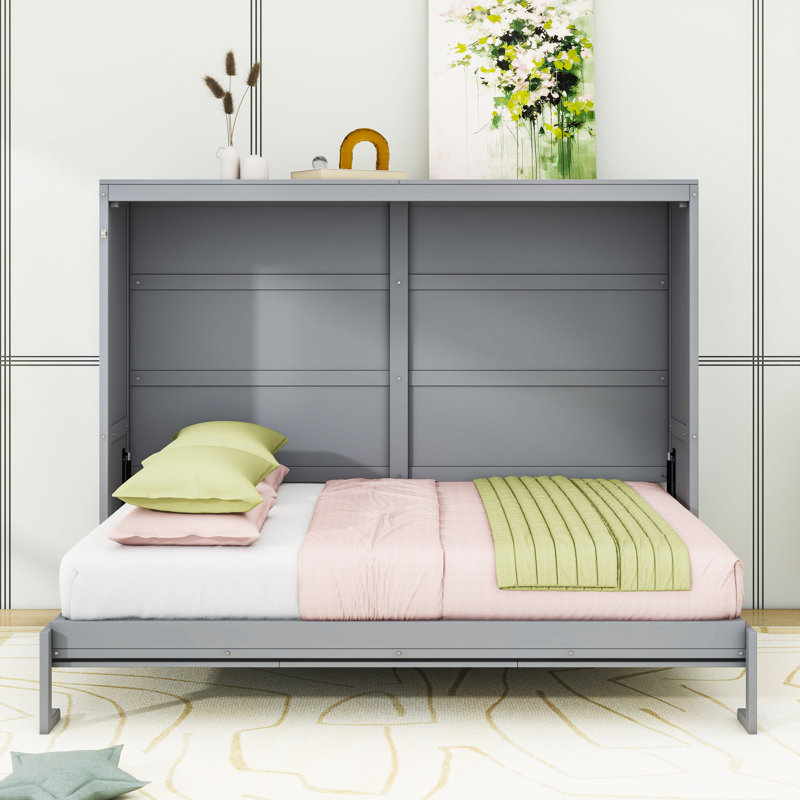 Lit escamotable avec port USB intégré, Double, Gris
