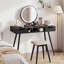Bureau d'ordinateur avec tiroirs, compartiment de rangement ouvert pour petits espaces, bureau noir-131263200