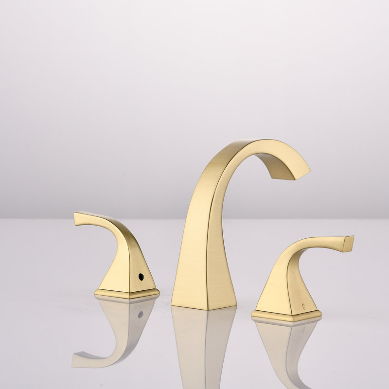 TJAB0313 Robinet de salle de bain espacé à 3 trous à 2 poignées à 2 trous en or brossé SpotShield, Brushed Gold