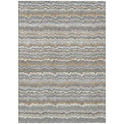 Machine Washable Indoor/Outdoor Chantille ACN2436 Stripes Rug