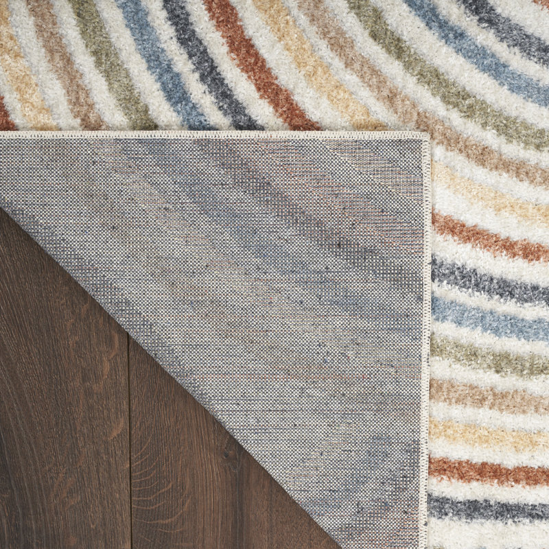 Aramus Machine Washable Abstract Ivory/Multi Rug, Rectangle 5'3" x 7'