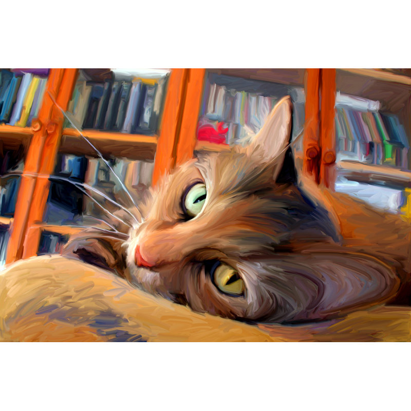 Chaton qui lit, H 32 po x l 48 po x P 1,25 po