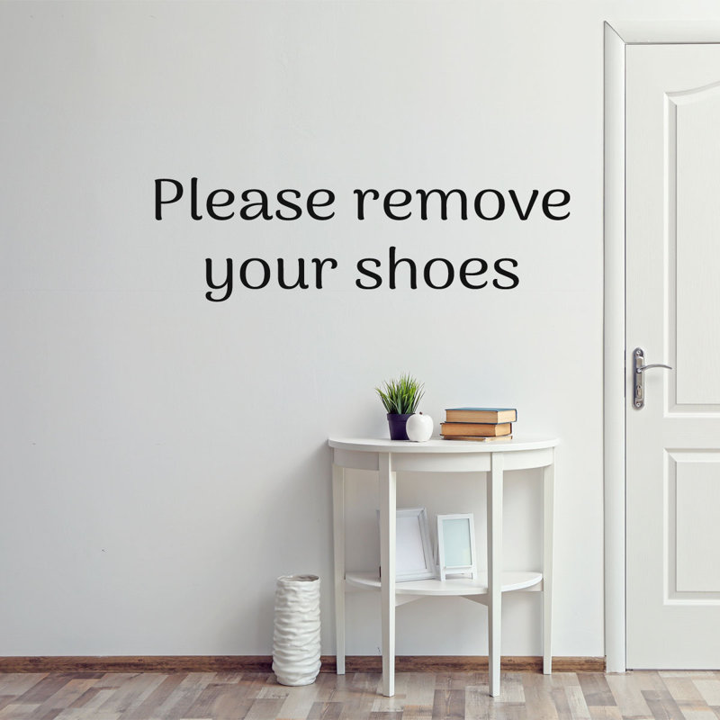 Adhésif décoratif "veuillez retirer vos chaussures entrée vestiaire", H 10 po x l 30 po