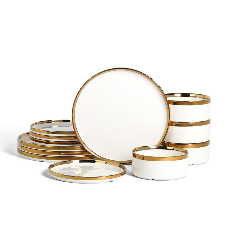 Christian Siriano Solene 12-Piece Dinnerware Set Porcelain
