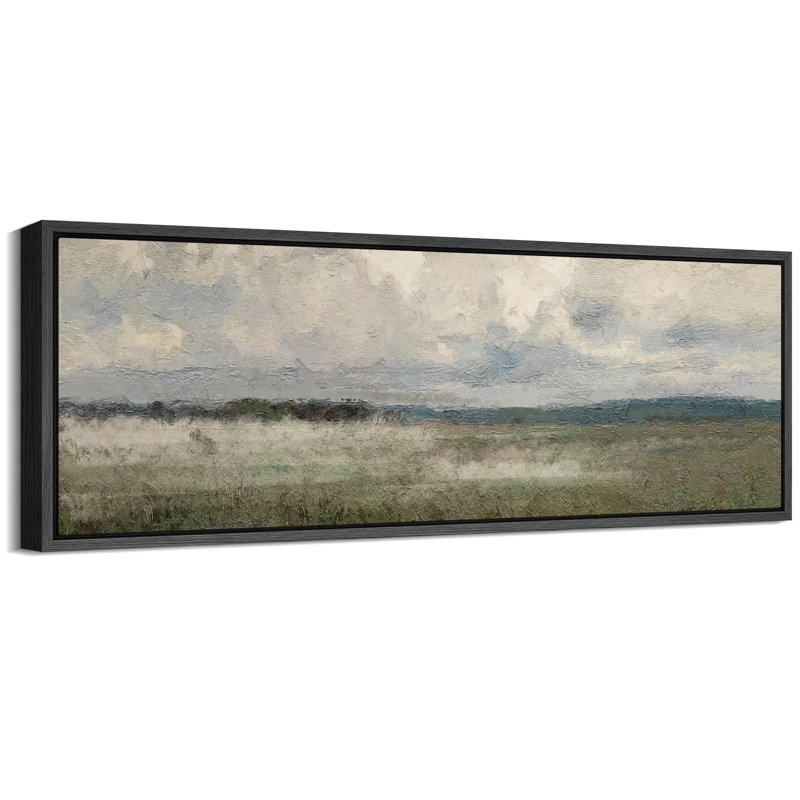 Art moderne moderne sous un ciel nuageux, H 20 po x l 60 po, Noir, noir, noir, noir