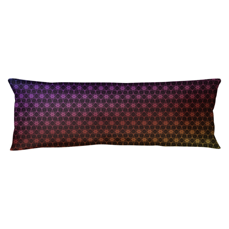 Coussin lombaire géométrique à cercles ornés, Bourre en polyester, Bleu / Jaune / Rouge