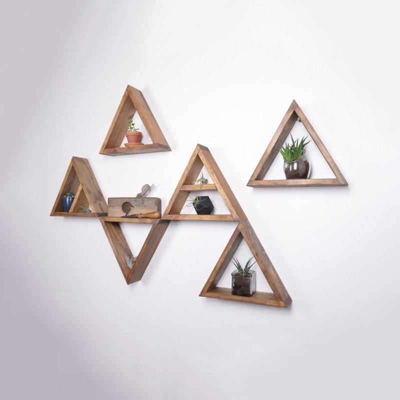 4 Piece Triangle Solid Wood Accent Shelf