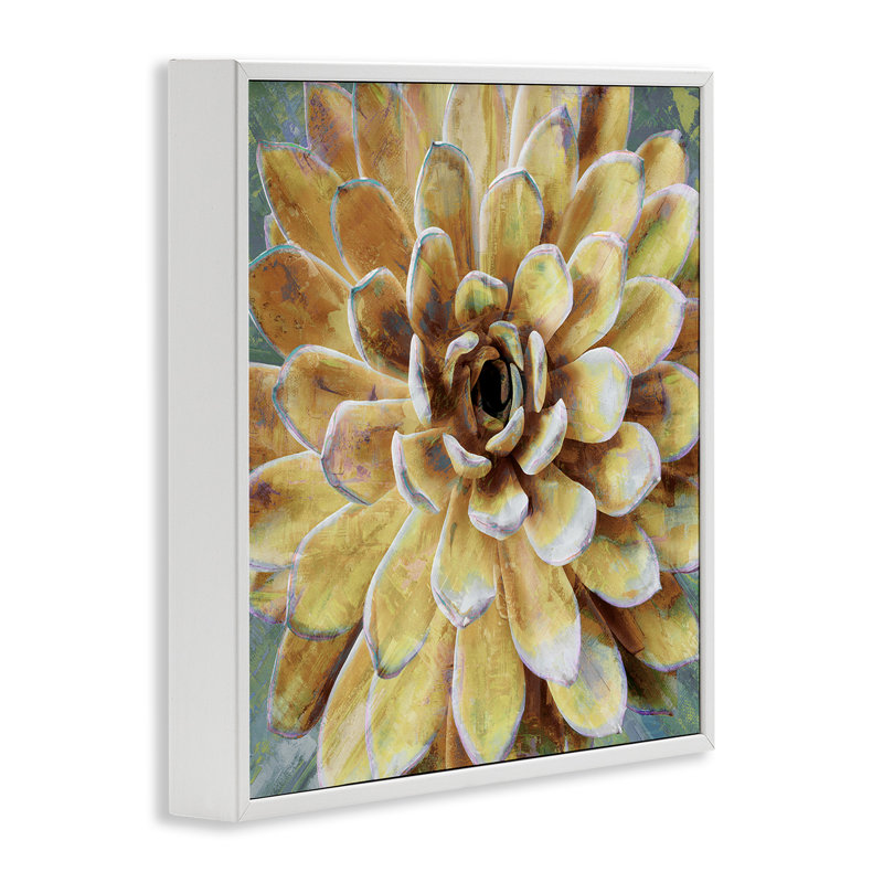 «Botanical Succulent Bloom», impression, Giclée encadrée blanc bord de mer, H 17 po x l 17 po