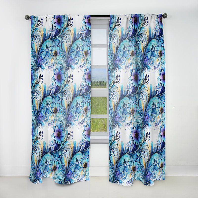 Watercolor Delight - motif cachemire I - Rideau floral - Rideau floral obscurcissant - 1 panneau, L 52 po x L 108 po