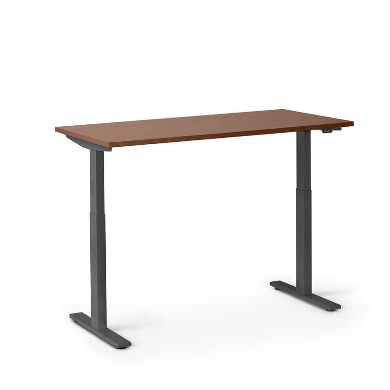 Series L 2S Adj Ht Sgl Desk, Walnut/Charcoal, 48" H x 30" W x 72" D