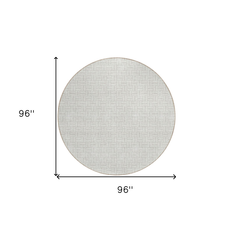 Tapis rond lavable intérieur et extérieur ivoire et argenté 8 pi