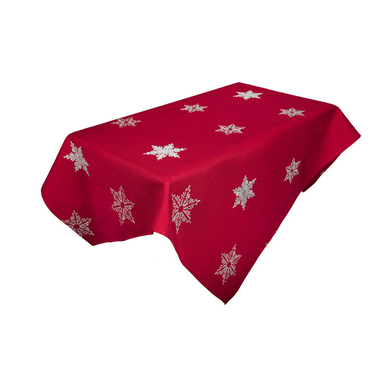 Nappe flocons brodés, L 84 po x l 60 po, Rouge