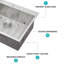 Évier de cuisine 28 po x 22 po x 10 po à cuve simple en acier inoxydable de calibre 16 28 po