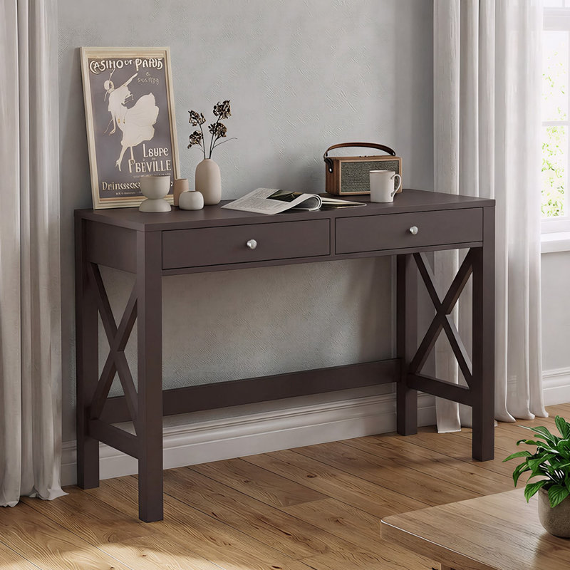 Bureau l 39,4 "avec 2 tiroirs, Brun