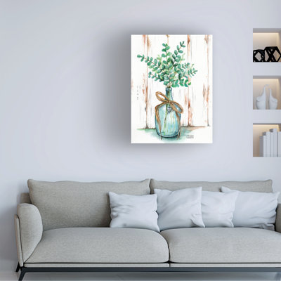Bolog Melinda Hipsher Green Stems In Bottle With Heart Canvas Art