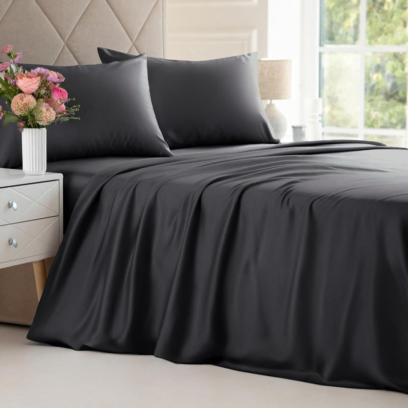 Bamboo Sheet Set, Cooling & Breathable Bed Sheets, Soft Hotel Luxury Bedding, Deep Pocket Fit, King Sheet Set + 2 Pillowcases
