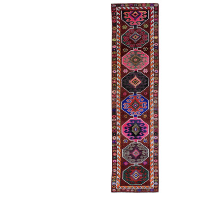 Herki One-of-a-Kind Runner 2'11" X 11'11" 2000s Runner Wool Area Rug in Red/Brick/Orange