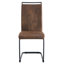Quatre chaises de salle à manger rétro en suède - Tissu technique, brun et noir, structure en métal, pieds coulissants, style facile à installer avec pieds noirs, fonction, ergonomique