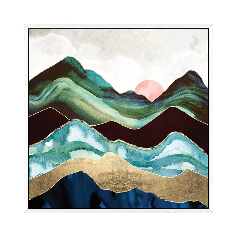 Velvet Mountains - Print on Canvas, 45.72 cm H x 45.72 cm W, White Framed