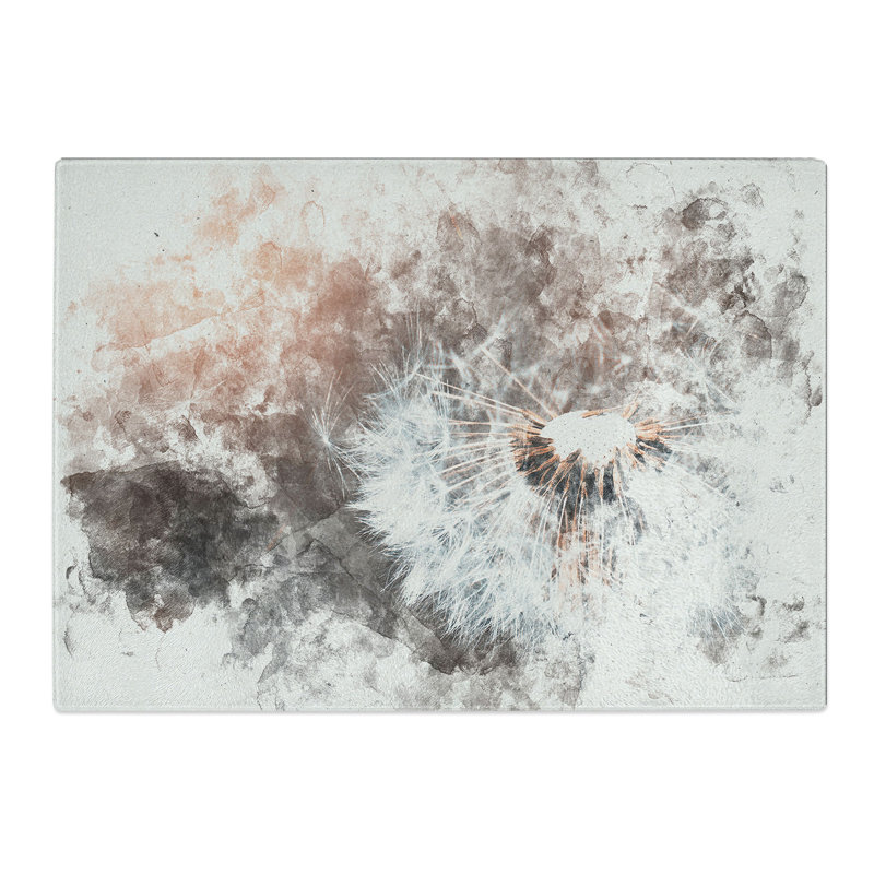Tempered Glass Floating Dandelion Seeds Chopping Board, 28.5 cm x 39 cm
