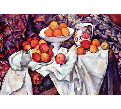 «Still Life With Apples and Oranges» par Paul Cezanne, reproduction d'art