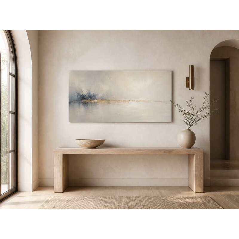 «Airy Blue Mist», art mural sur toile abstraite panoramique, H 20 po x l 40 po x P 1,5 po
