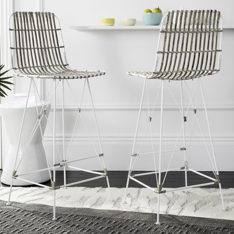 Lisdale Counter Stool with Metal Frame, White Wash, Bar Stool (29.5" Seat Height)