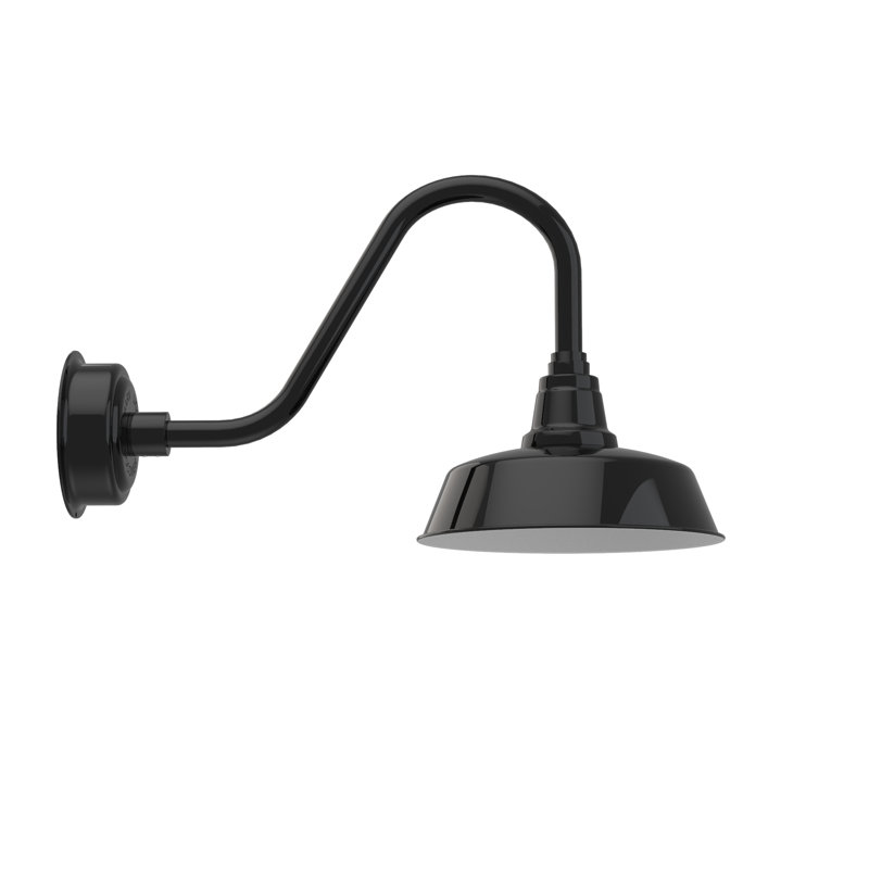 Luminaire de grange d'extérieur Vandervliet, Noir, H 14,37 po x l 12 po x p 25 po